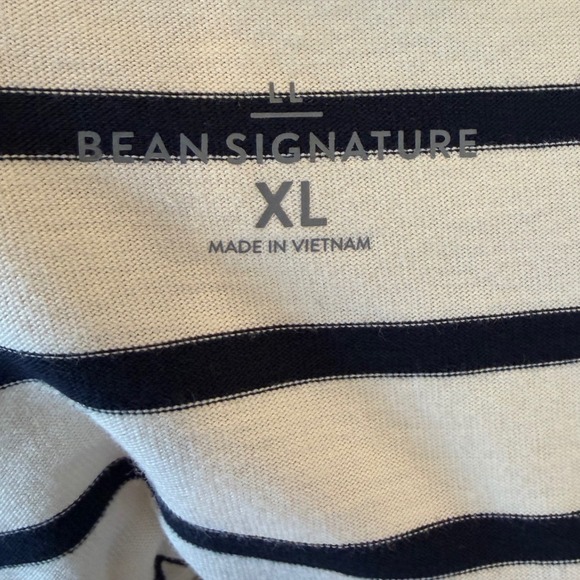 LL Bean Signature Women's Striped T Shirt Short Sleeve Casual Top 100% cotton XL - Picture 3 of 4